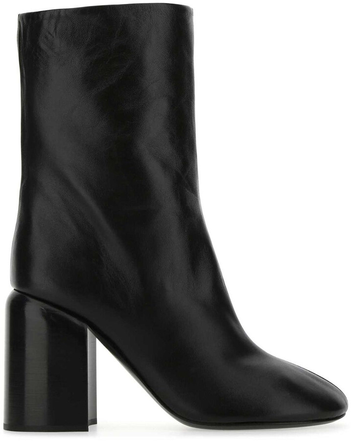 black pointed booties heels