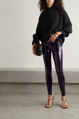 Stretch faux patent-leather leggings