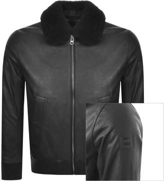 Boss Casual BOSS Casual Jendar Leather Jacket Black