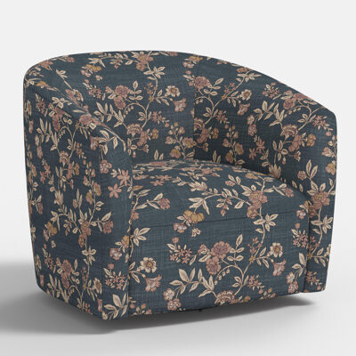 Skyline Furniture Lana Swivel Chair In Chesterfield Floral Slate