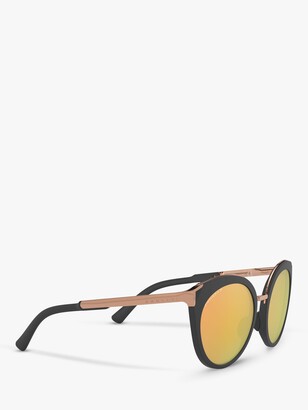 Oakley OO9434 Women's Top Knot Polarised Oval Sunglasses, Velvet Black/Mirror Yellow