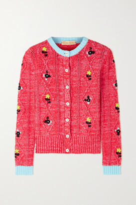 Cormio Oma Embroidered Cable-knit Cotton-blend Cardigan - x small 