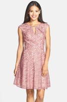 Thumbnail for your product : Donna Ricco Bar Neck Metallic Lace Fit & Flare Dress