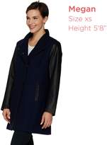 Thumbnail for your product : Dennis Basso Envelope Collar Wool Blend & Faux Leather Coat