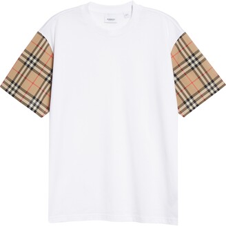 Burberry Carrick Check Sleeve Oversize Cotton T-Shirt