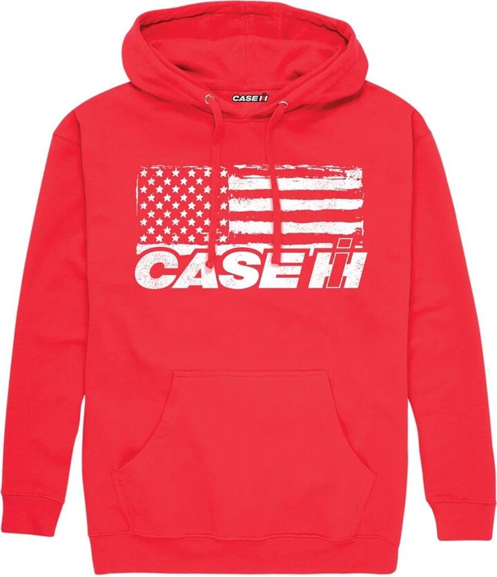 Case IH Adult Flag Red Hooded Sweatshirt Patriotic D20739-RD