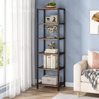 6-Tier Corner Shelf, 71 inch Tall Corner Bookshelf for Small