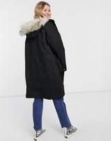 Thumbnail for your product : ASOS Maternity DESIGN Maternity faux fur lined parka in black