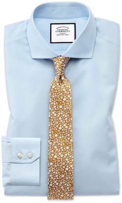 Charles Tyrwhitt Classic Fit Non-Iron Spread Collar Sky Blue Natural Cool Cotton Dress Shirt Single Cuff Size 18/38