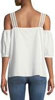 Thumbnail for your product : Tanya Taylor Marja Floral-Embroidered Cutwork Cold-Shoulder Top