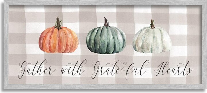 Stupell Industries Tartan Gather Fall Phrase by Carol Robinson 1-Piece Framed Graphic Print Typography Poster Art Print 30 in. x 13 in.