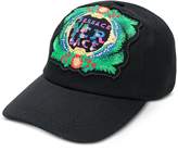 Versace Black Cotton Unisex Baseball Cap w/Beverly Palm Embroidery