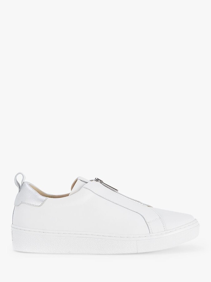 Mint Velvet Raye Zip Front Slip On Leather Trainers, White ShopStyle