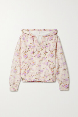 LoveShackFancy Kirby Distressed Floral-print Cotton-jersey Hoodie - Cream -  ShopStyle