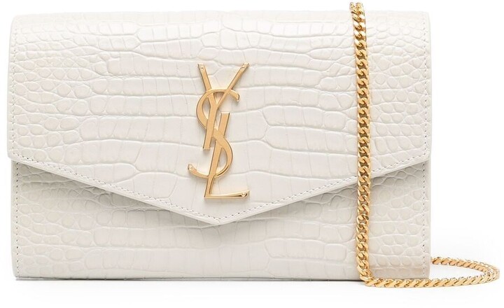 Uptown YSL-plaque grained-leather clutch bag