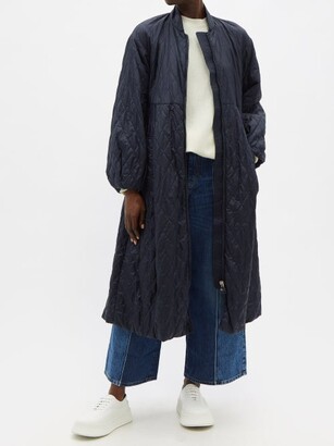 Weekend Max Mara Diamond-quilted Technical-shell Coat - Navy