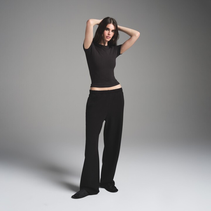 SKIMS Cotton Fleece Classic Straight Leg Pants | Onyx