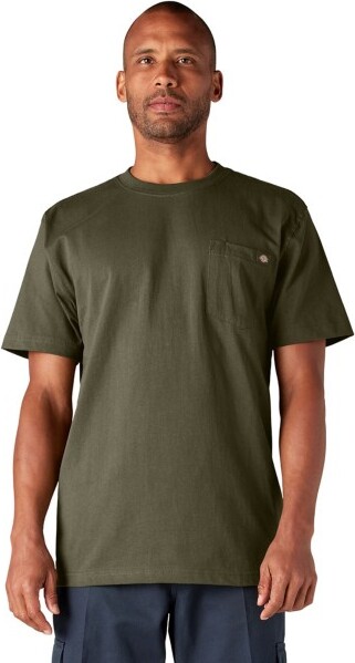 Men's Dickies Mens Heavyweight Pocket T-Shirt Large Military Green