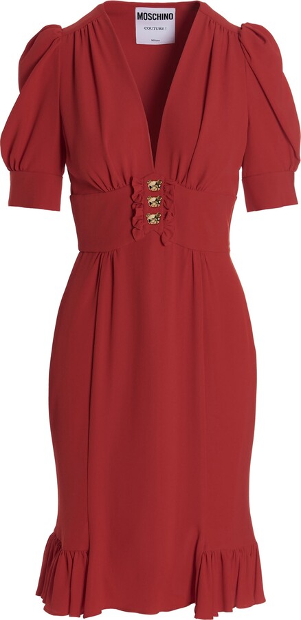 Red Button Front Dress | Shop The Largest Collection | ShopStyle