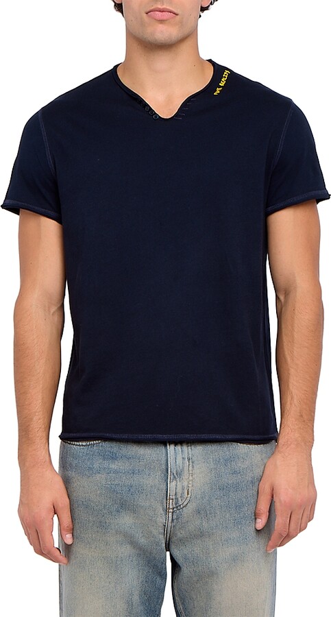 Zadig & Voltaire Monastir Embroidered Short Sleeve Henley Tee