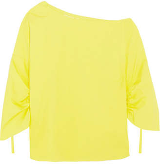 Tibi One-shoulder Cotton-poplin Top - Yellow