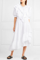 Thumbnail for your product : Simone Rocha Bite Asymmetric Ruffled Broderie Anglaise Cotton-poplin Midi Dress - White