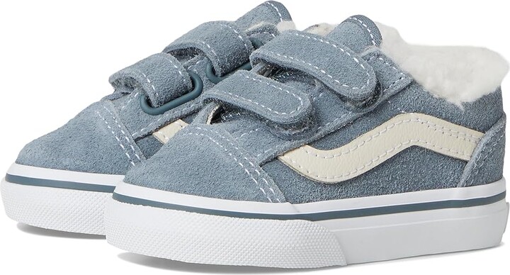 Vans Kids Old Skooltm V (Infant/Toddler) Kid's Shoes Suede Sherpa Stormy Weather : 5 Toddler M, Canvas/Suede