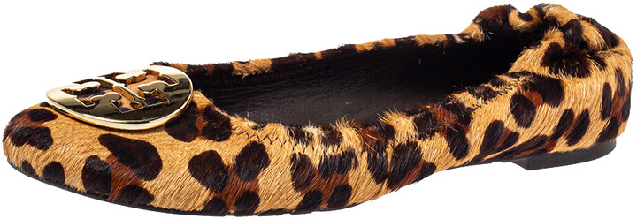 Tory Burch Brown Leopard Print Calf Hair Reva Ballet Flats Size  -  ShopStyle