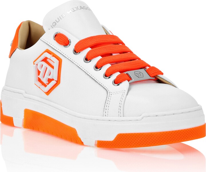 Philipp Plein Leather Lo-Top Sneakers Hexagon