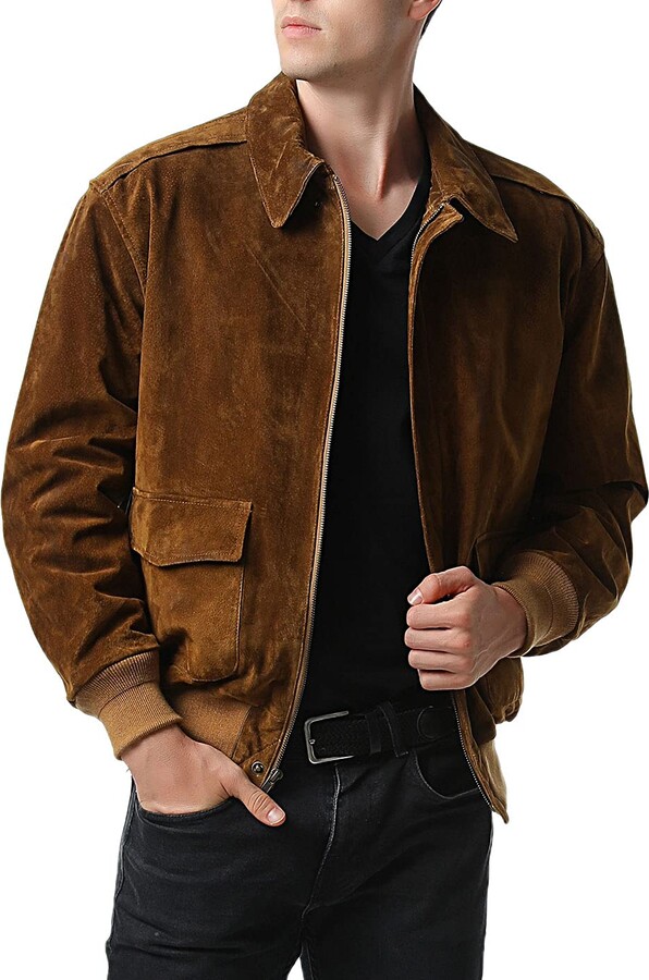 Landing Leathers Men Air Force A-2 Leather Flight Bomber Jacket Suede ...