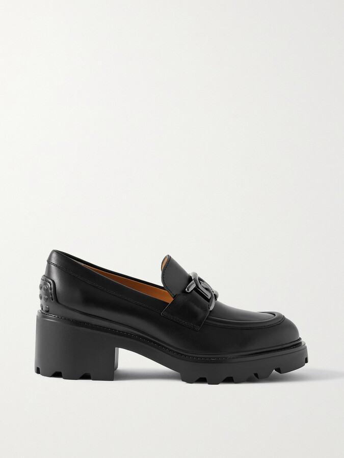Tod's Gomma Carro Embellished Leather Loafers - Black