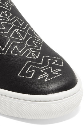 Soludos Embroidered Leather Slip-On Sneakers