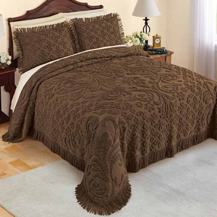 Collections Etc Camille Medallion Tufted Chenille Bedspread with Fringe Trim ShopStyle Quilts