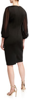 Thumbnail for your product : Badgley Mischka V-Neck Puff-Sleeve Scuba Dress