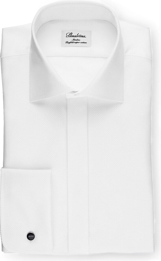 STENSTROMS White SLIMLINE Evening Dress Shirt With Double Cuffs