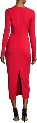Cushnie Stretch-Crepe Cowl-Neck Midi Dress, Red