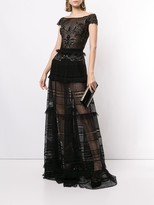Thumbnail for your product : Saiid Kobeisy Embroidered Sheer Long Gown