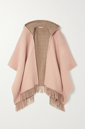 Fendi Fringed Hooded Wool And Cashmere-blend Wrap - Pink