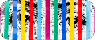 Fornasetti Face Stripes Tray, 9.8" x 23.63"