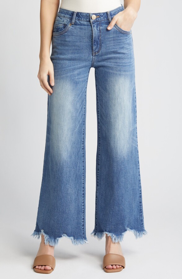 'Ab'Solution Raw Hem Wide Leg Jeans