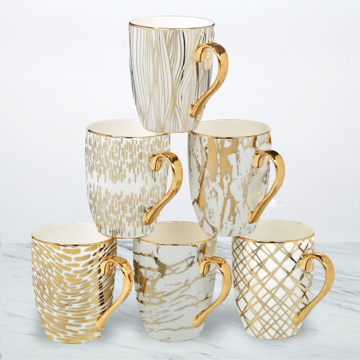 Certified International Matrix 6 Pc. Gold-Silver Tone Mugs