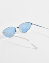Thumbnail for your product : Jeepers Peepers cat eye sunglasses with silver frame and blue lens