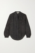 Thumbnail for your product : SUZIE KONDI Koubi Striped Metallic Cotton-gauze Blouse - Black