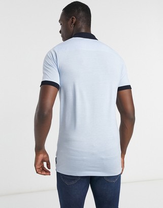 French Connection Tall contrast collar polo in blue