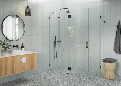 Glass Warehouse Halo 58 in. x 32 in. x 78 in. 90-degree Fully Frameless Glass Hinged Shower Enclosure