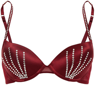 I.D. Sarrieri Crystal-embellished Satin And Stretch-tulle Push-up Bra