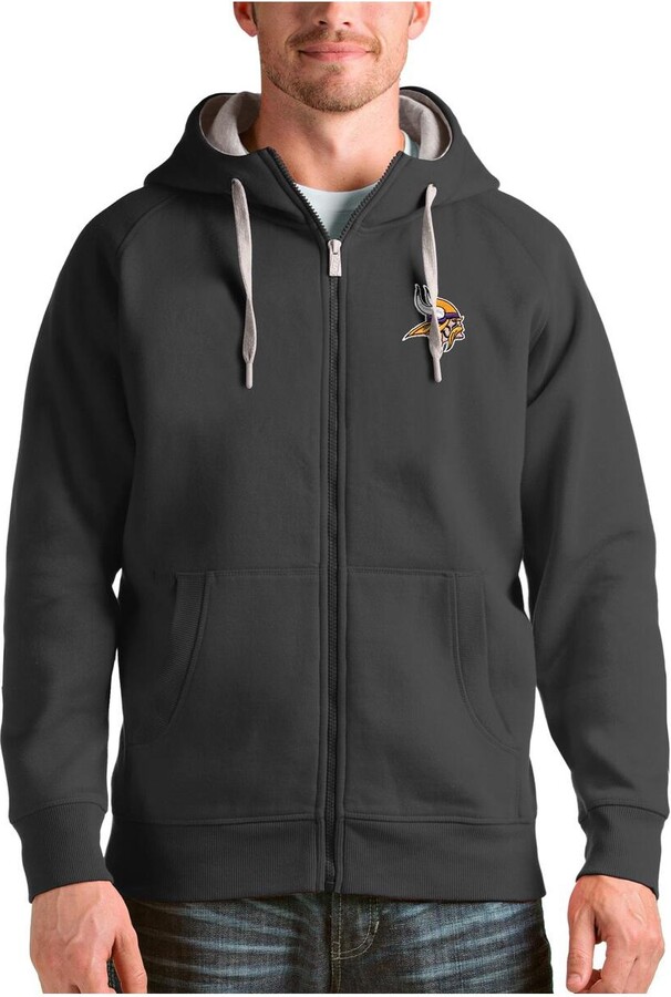 Antigua Men's Charcoal Minnesota Vikings Victory Full-Zip Hoodie