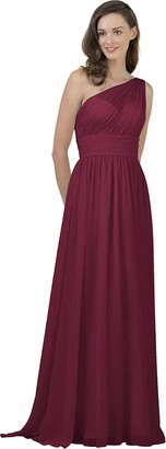 burgundy dress one shoulder
