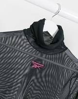 Thumbnail for your product : Reebok Vector sheer roll neck long sleeve top in black