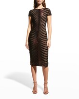 Thumbnail for your product : Dress the Population Marcella Beaded Wave Stripe Sheath Dress